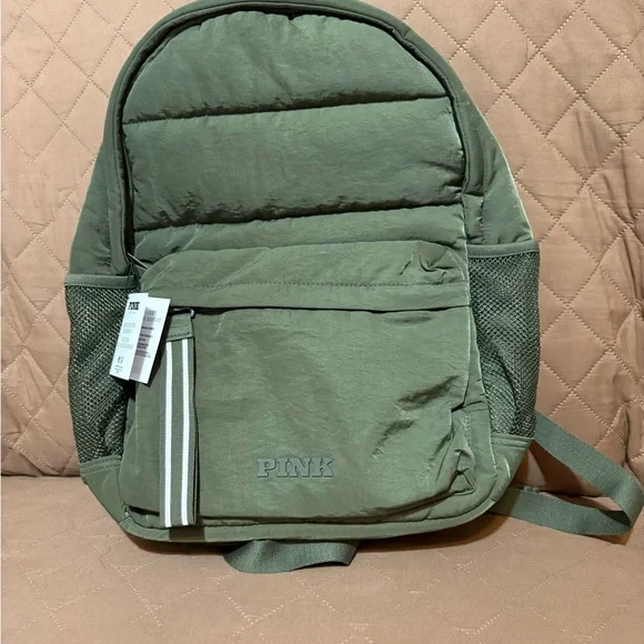 PINK Victoria's Secret Green Backpack with Durable Canvas and Minimalist Design - Picture 1 of 3